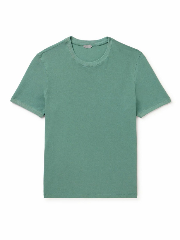 Photo: Incotex - Zanone Slim-Fit IceCotton-Piqué T-Shirt - Green