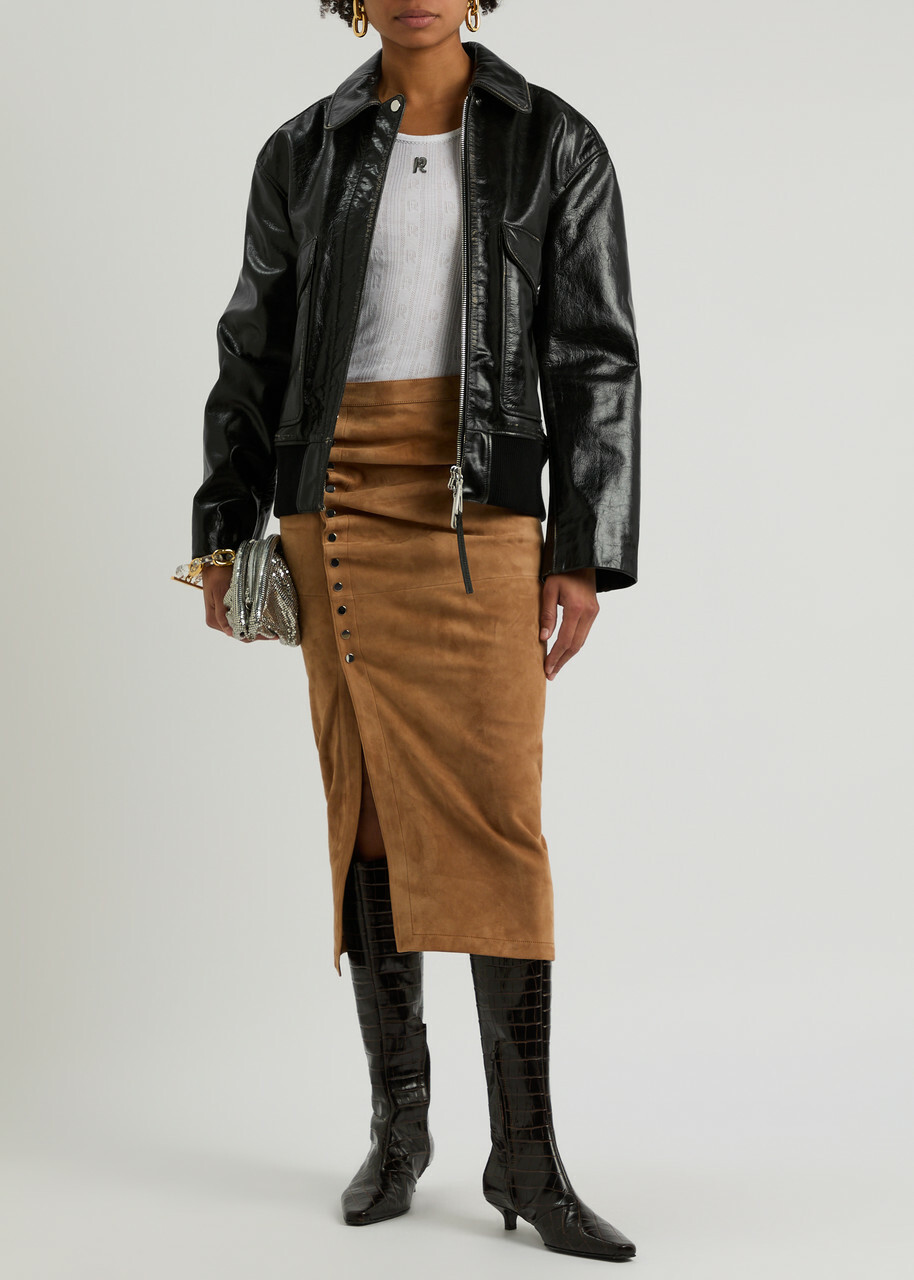 Rabanne Leather Bomber Jacket Black