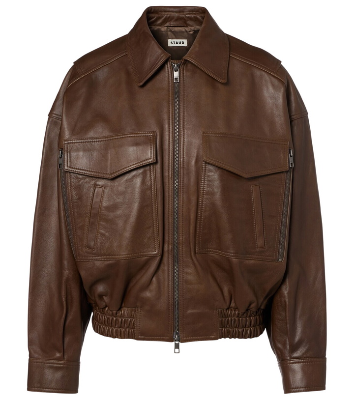Photo: Staud Eugene leather bomber jacket