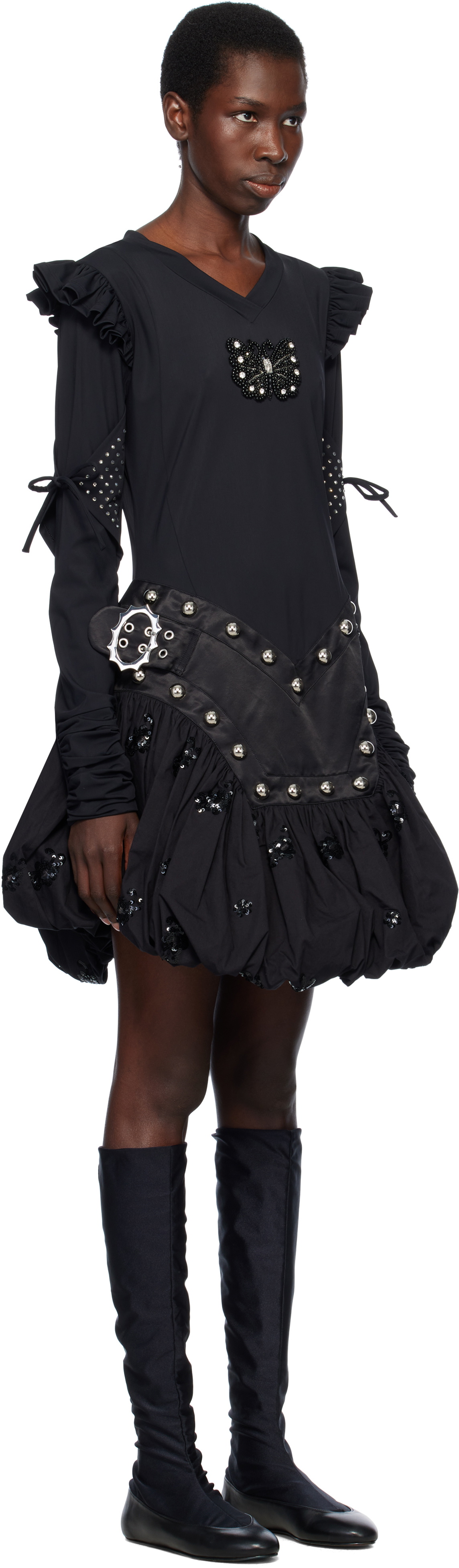 Chopova Lowena Black Backtuck Minidress