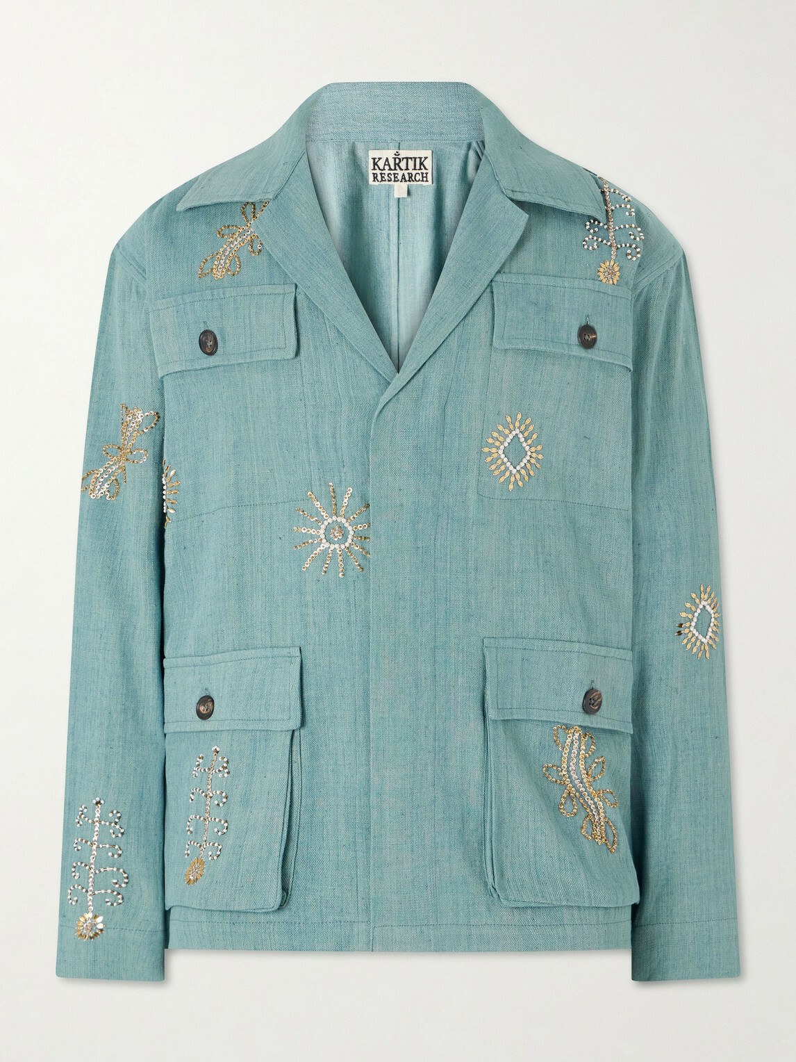 Kartik Research - Safari Embroidered Cotton Jacket - Green
