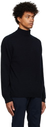Sunspel Navy Roll Neck Sweater