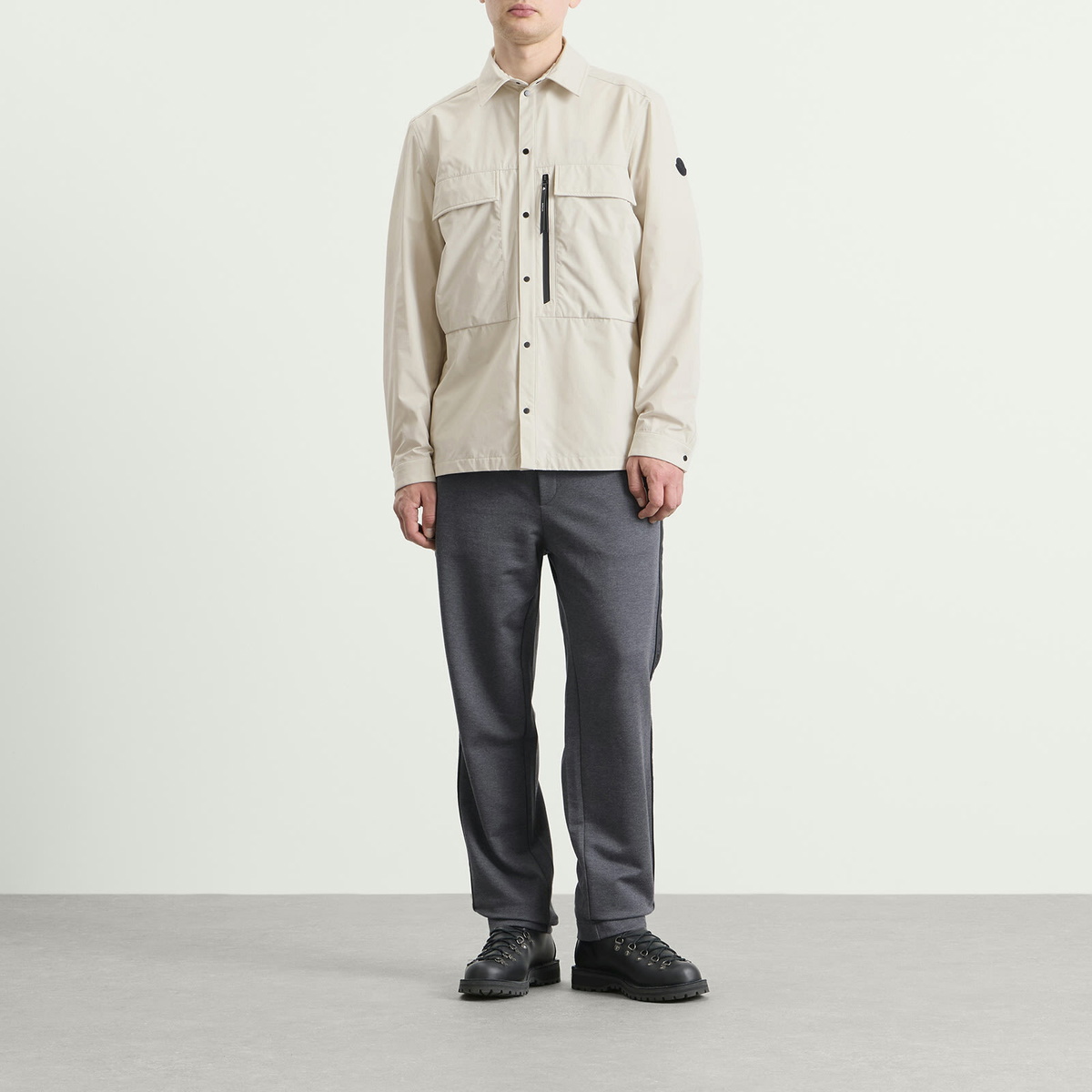 Moncler Men's Ripstop Zip Shirt in Off-White