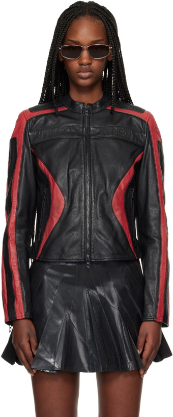 Photo: Diesel Black & Red L-Ovable Leather Jacket