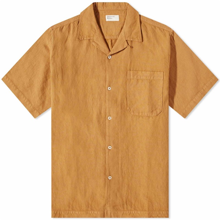 Photo: Universal Works Men's Hemp Cotton Camp Shirt in Bronze