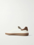Loro Piana - Tennis Walk Suede-Trimmed Leather Sneakers - White