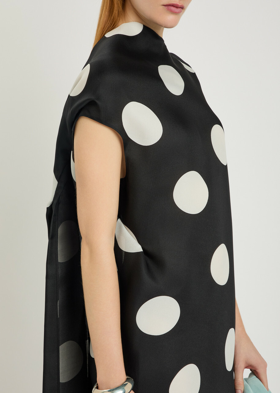 Khaite Tatia Polka-dot Draped Silk Mini Dress Black And White
