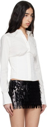 GUIZIO White Tailored Corset Long Sleeve Shirt