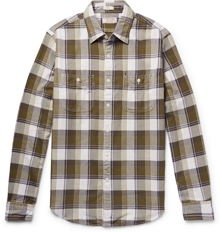 Photo: J.Crew - Wallace & Barnes Slim-Fit Checked Cotton-Flannel Shirt - Men - Army green