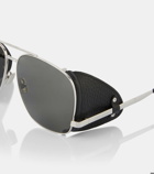 Saint Laurent SL 653 Leon Spoiler leather-trimmed aviator sunglasses