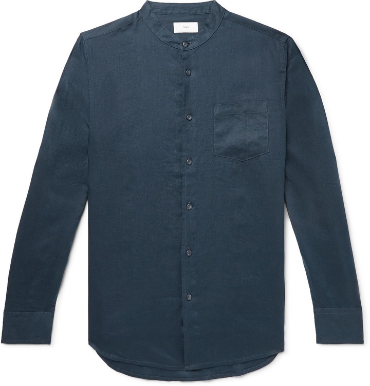 Photo: Onia - Eddy Grandad-Collar Linen Shirt - Blue