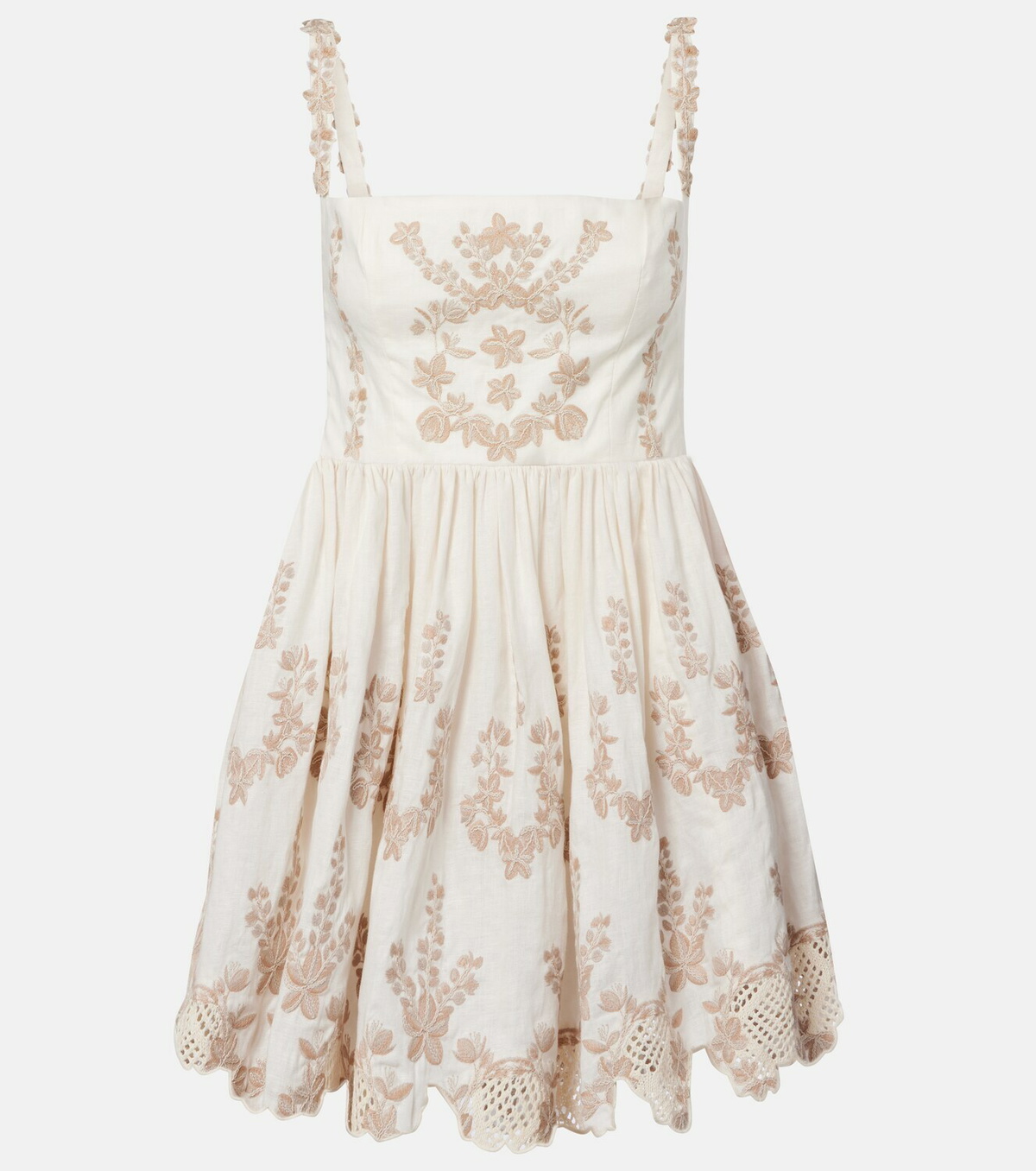 Agua by Agua Bendita Mielero embroidered linen minidress
