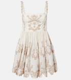 Agua by Agua Bendita Mielero embroidered linen minidress