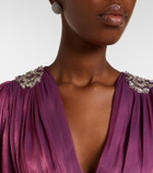 Costarellos Embellished Lurex georgette gown