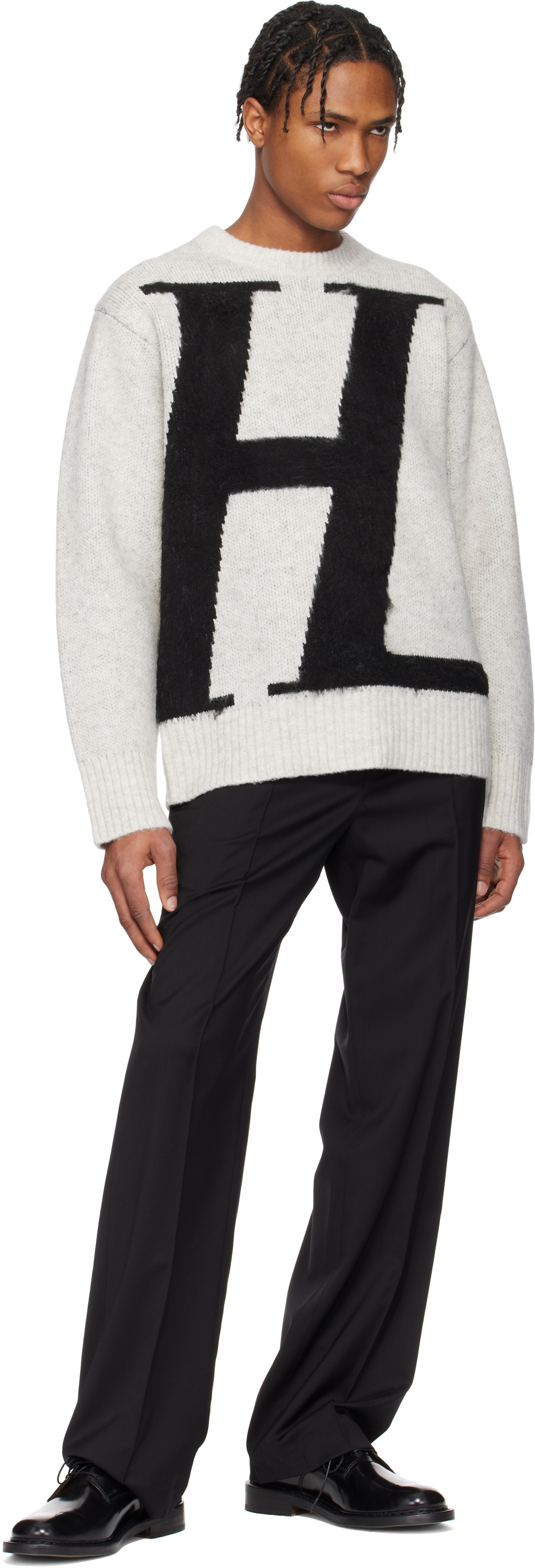 Helmut Lang Black Relaxed Wool Trousers