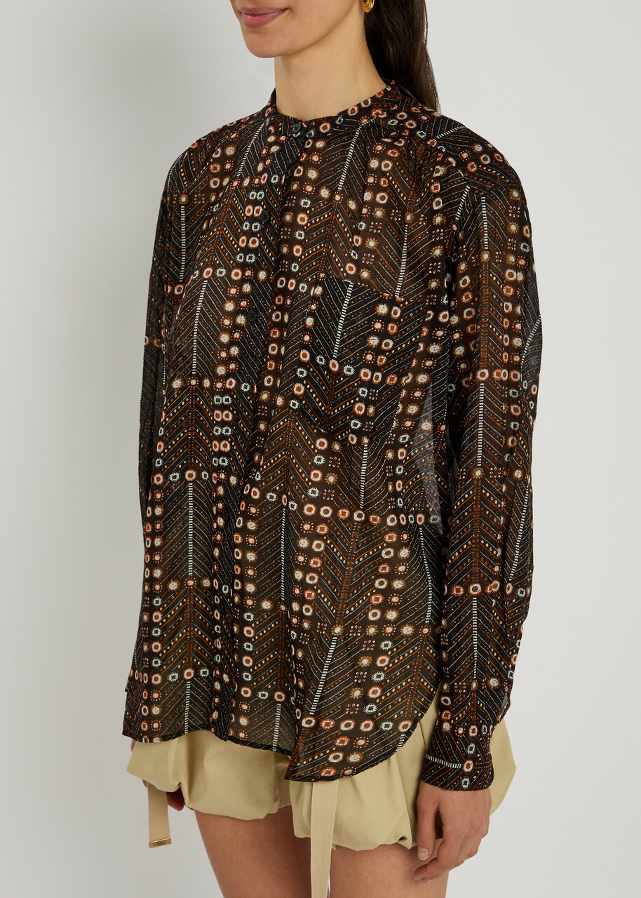Isabel Marant étoile Mexica Printed Sheer Cotton Blouse Black