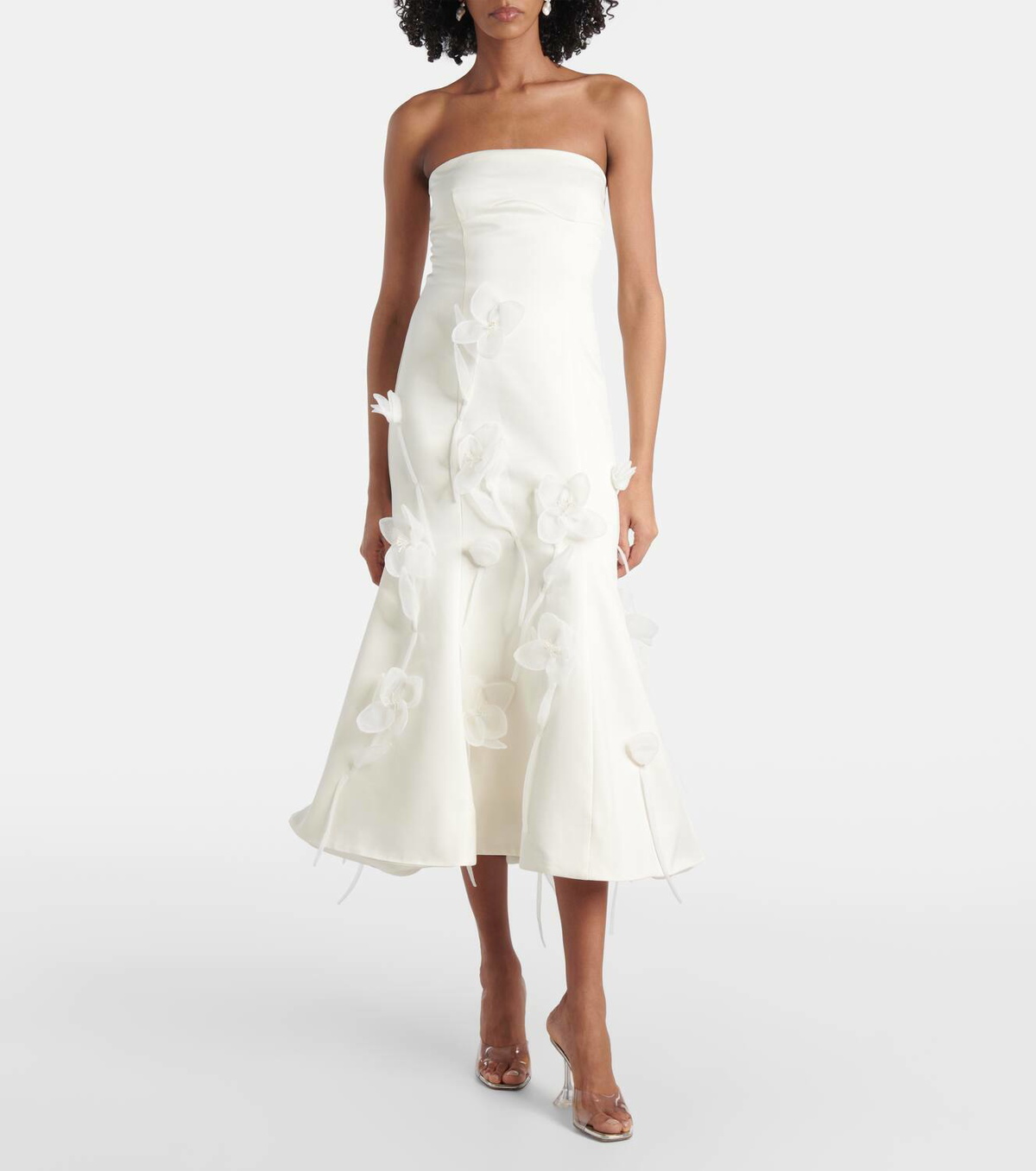 Rotate Bridal floral-appliqué midi dress ROTATE Birger