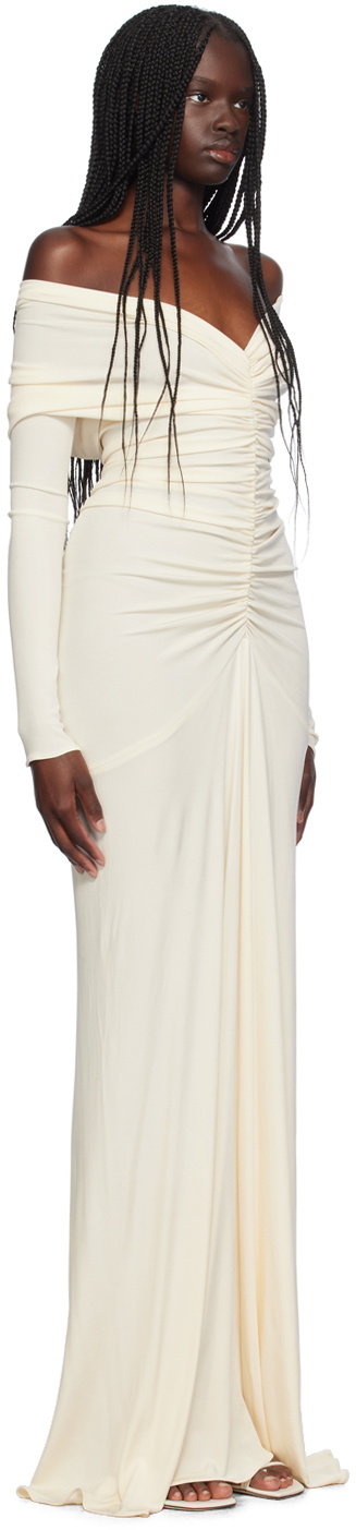 Atlein SSENSE Exclusive Off-White Ruched Maxi Dress