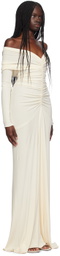 Atlein SSENSE Exclusive Off-White Ruched Maxi Dress