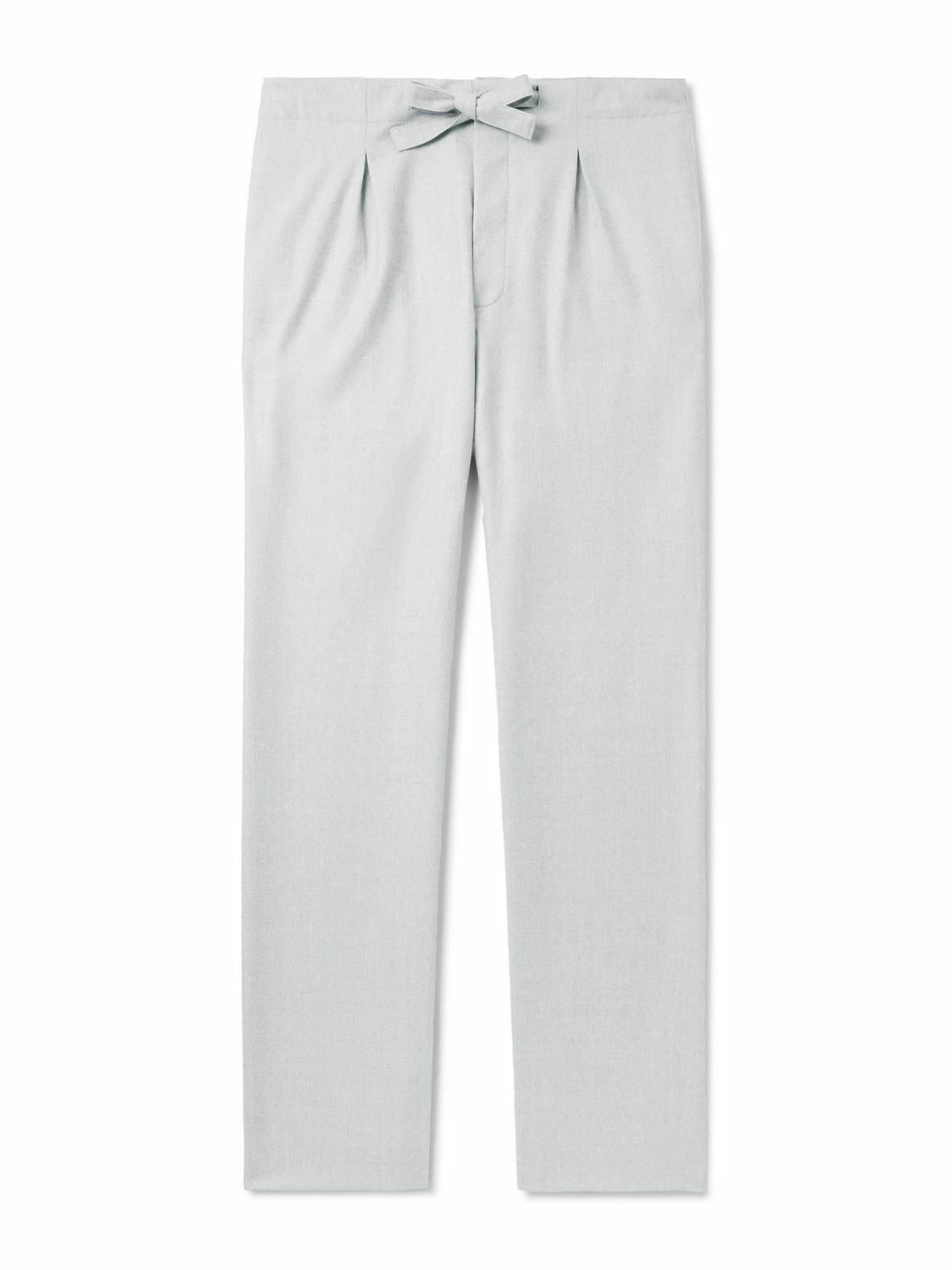 Stòffa - Straight-Leg Pleated Wool-Flannel Trousers - Gray
