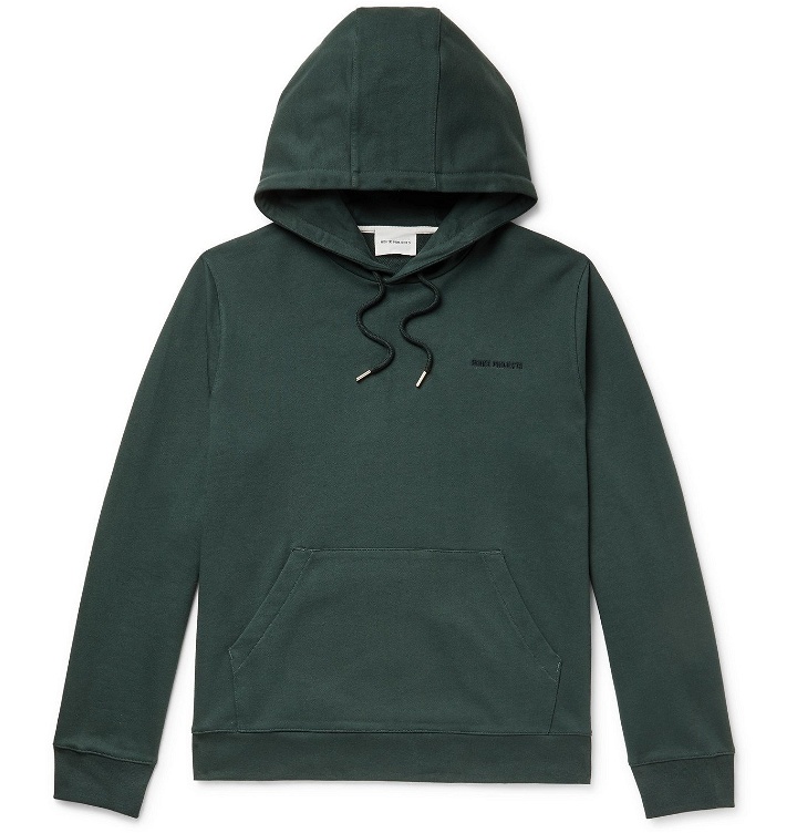 Photo: Norse Projects - Vagn Logo-Embroidered Loopback Cotton-Jersey Hoodie - Green