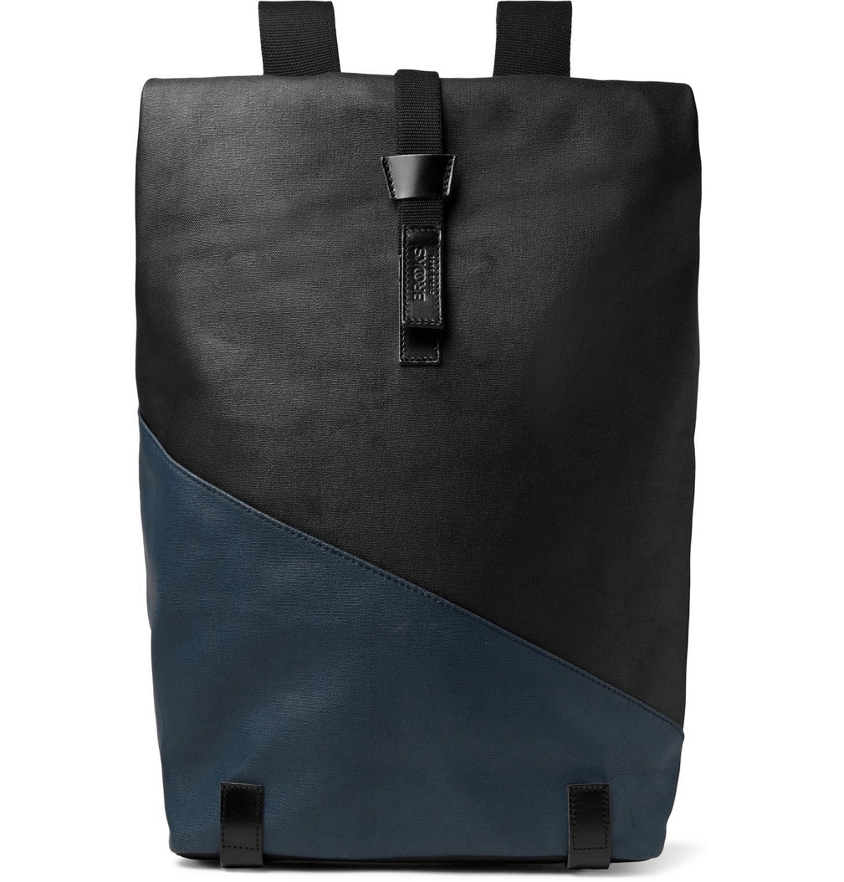 Photo: Brooks England - Pickwick Large Leather-Trimmed Patchwork Coated Cotton-Canvas Backpack - Black