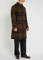 Oliver Spencer Staunton Checked Belted Wool Coat Brown