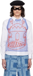 Charles Jeffrey LOVERBOY Blue Embroidered Tank Top