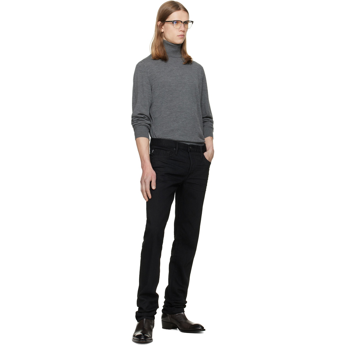 TOM FORD Gray Fine Gauge Pure Wool Turtleneck