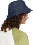 AMI Paris Navy Topstitchings Denim Bucket Hat
