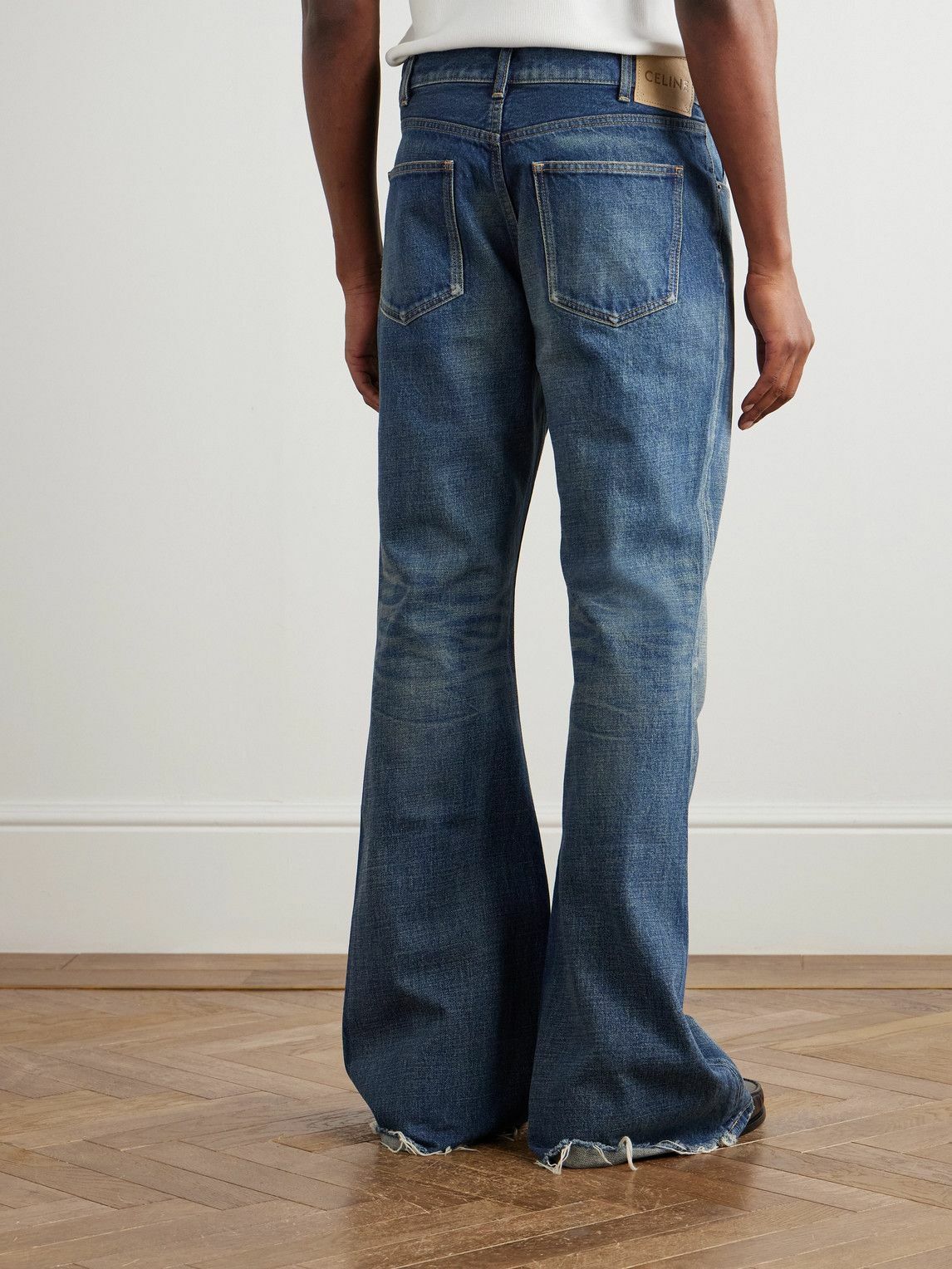 CELINE - Marco Flared Frayed Jeans - Blue