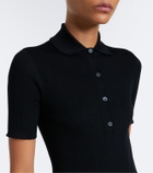 Fendi Ribbed-knit wool-blend polo shirt