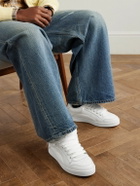 CELINE - Logo-Embroidered Mesh-Panelled Leather Sneakers - White