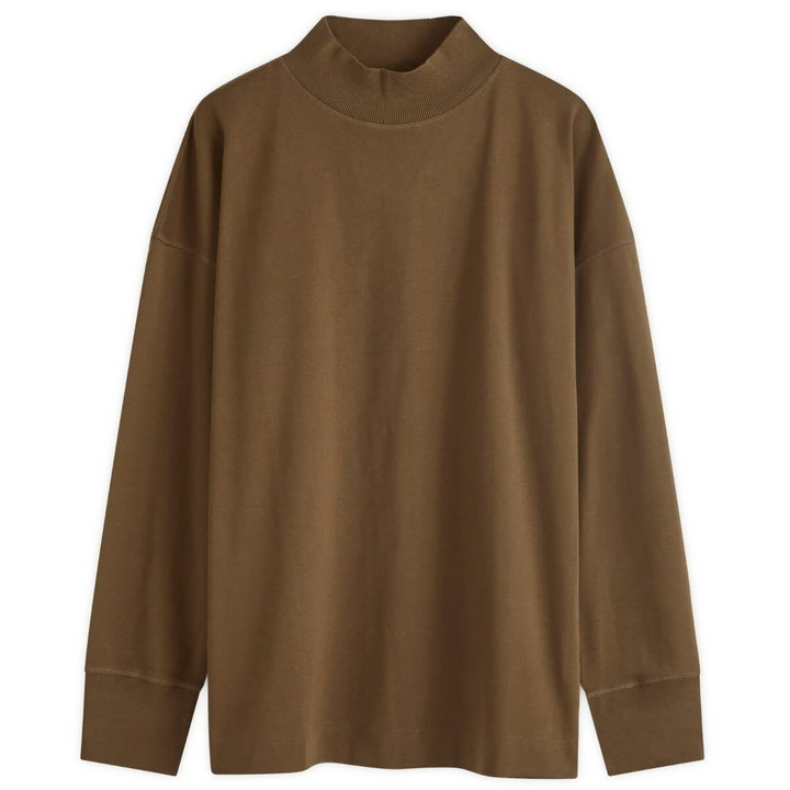 Photo: MHL by Margaret Howell Men's Thermal Mock Neck Sweatshirt in Bark