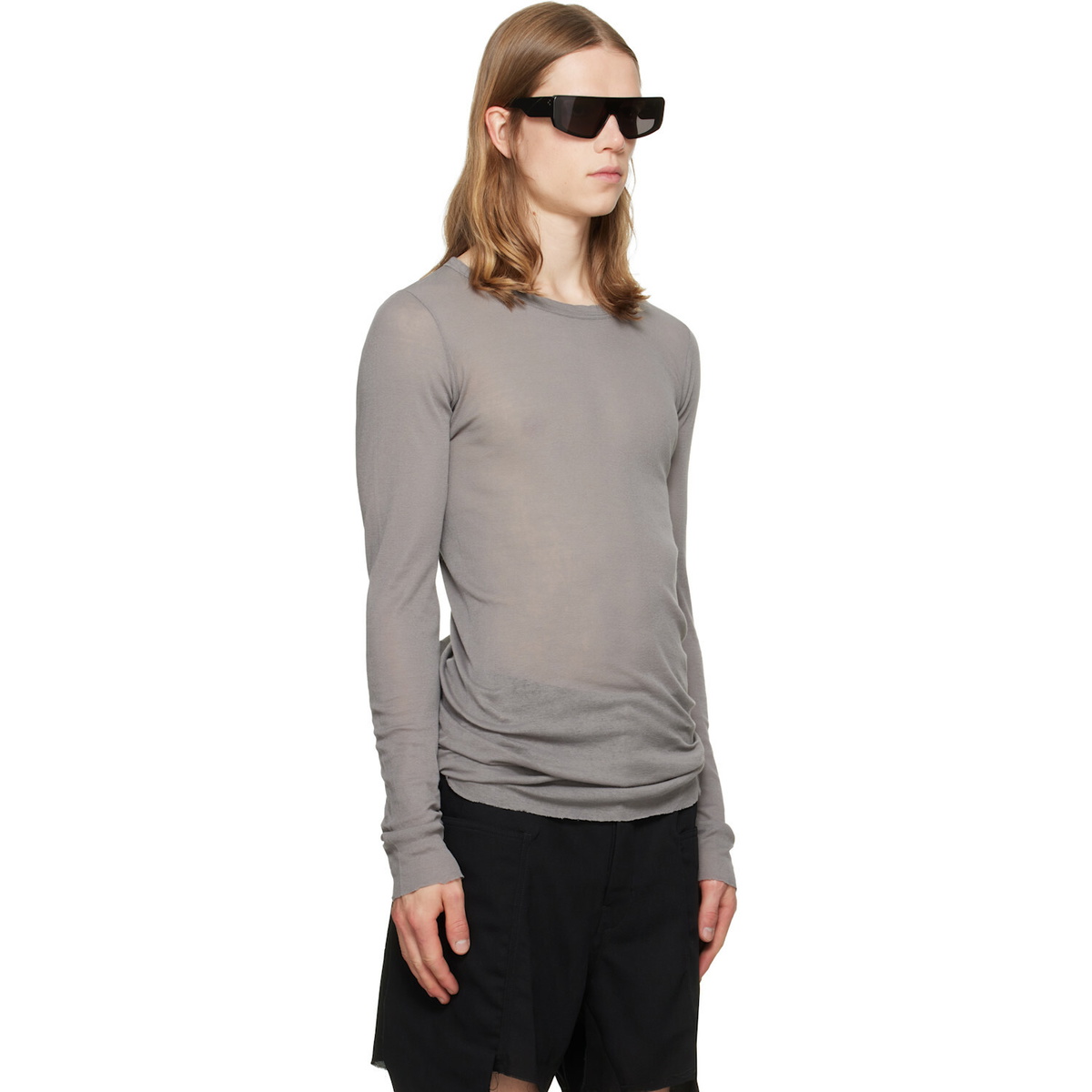 Rick Owens Gray Tower Rib LS T-shirt
