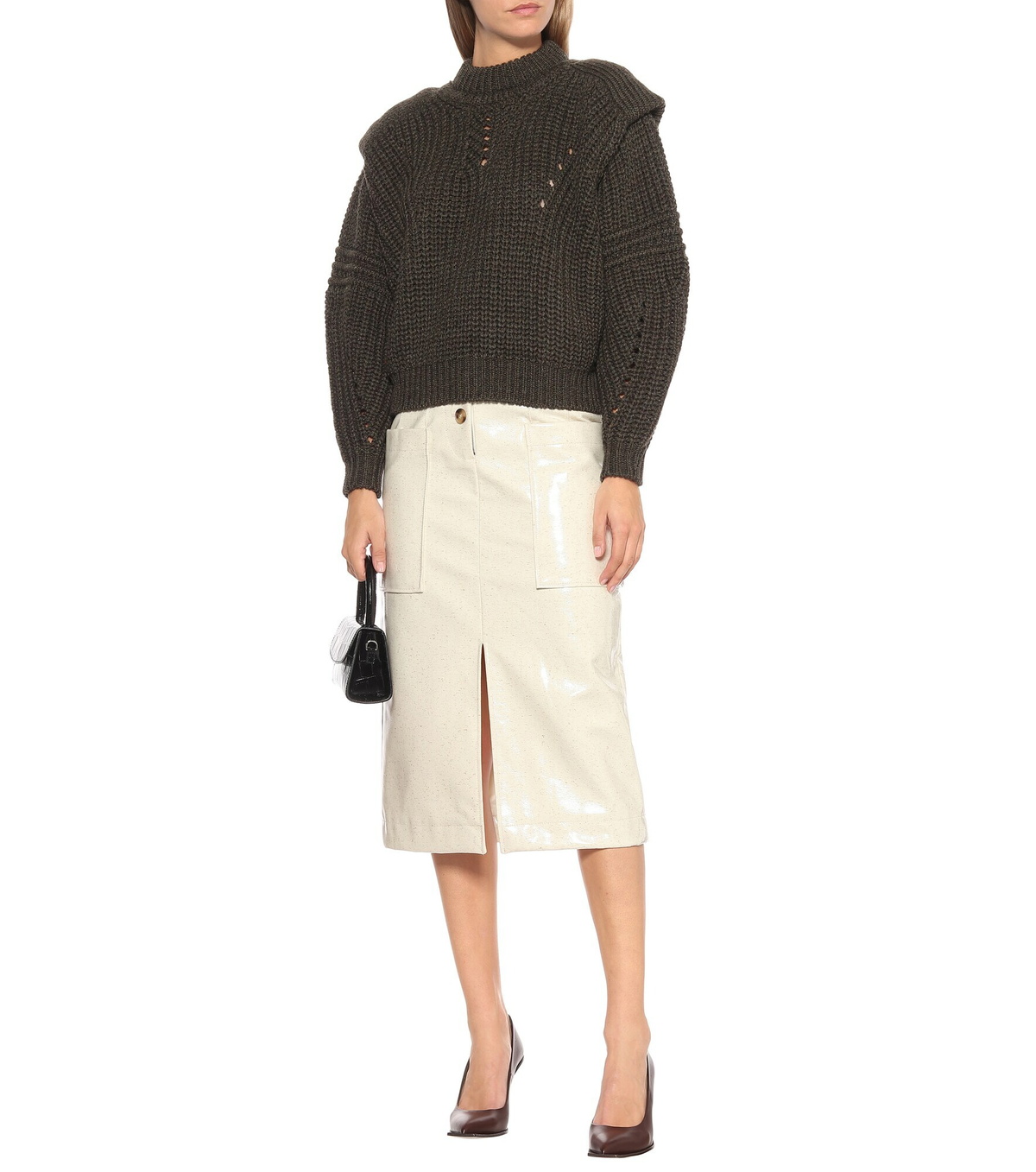 Rejina Pyo - Carmen laminated wool midi skirt