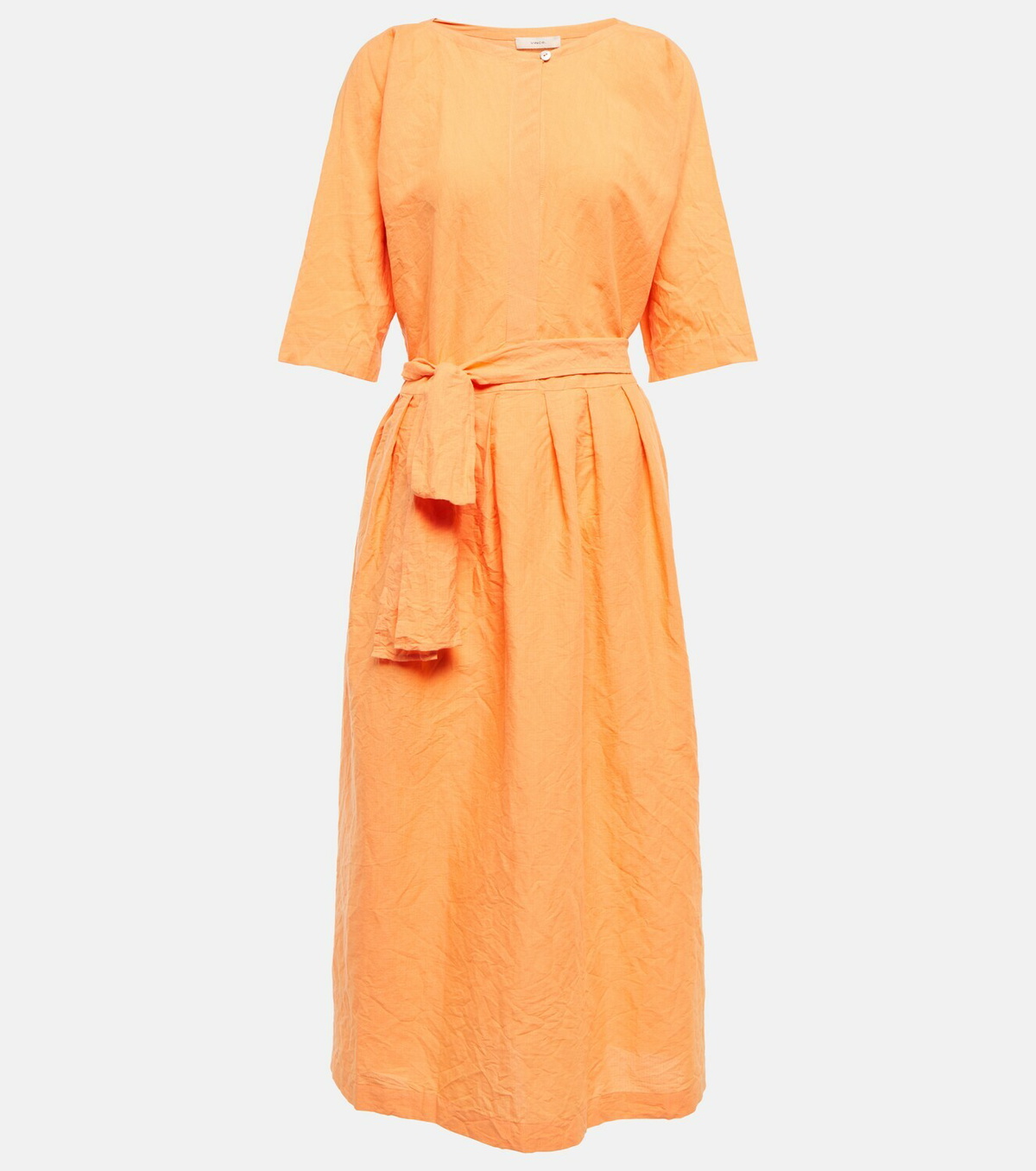 Vince - Belted linen and cotton dress