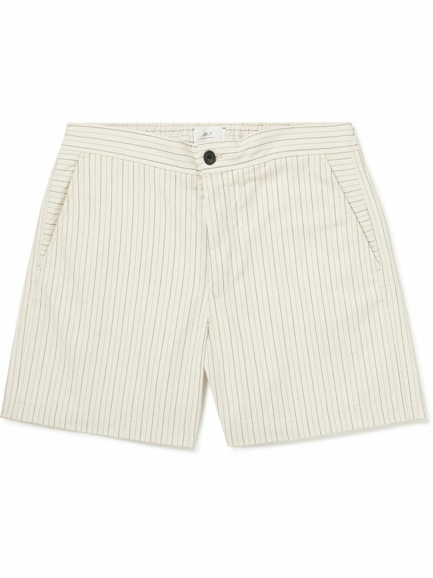Photo: Mr P. - Pinstriped Cotton-Blend Twill Shorts - White