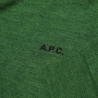 A.P.C. Axel Logo Crew Neck Knit in Green