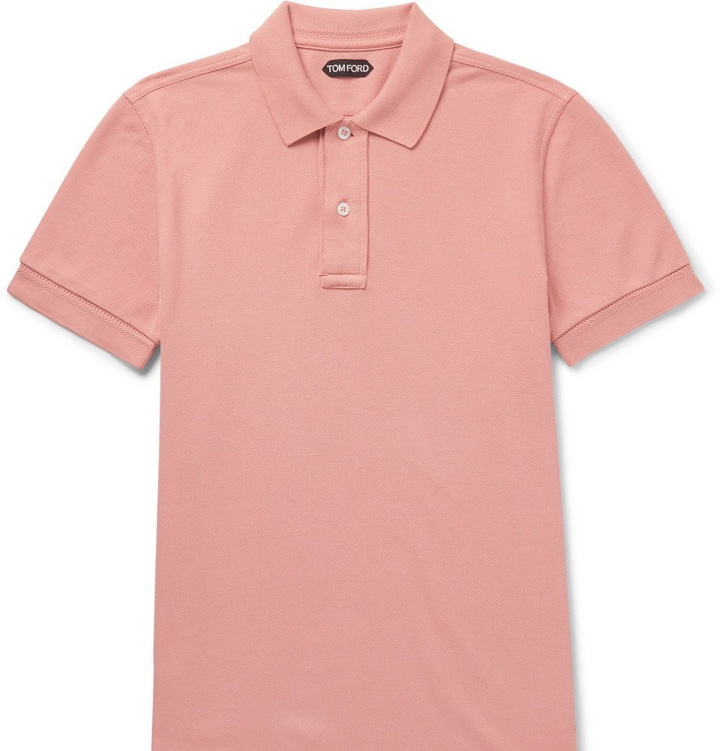 Photo: TOM FORD - Garment-Dyed Cotton-Piqué Polo Shirt - Men - Pink