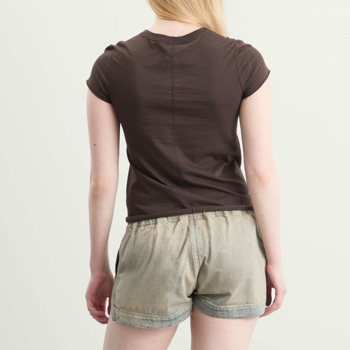 Rick Owens Women's Cropped Level T-Shirt in Darkdust Rick Owens