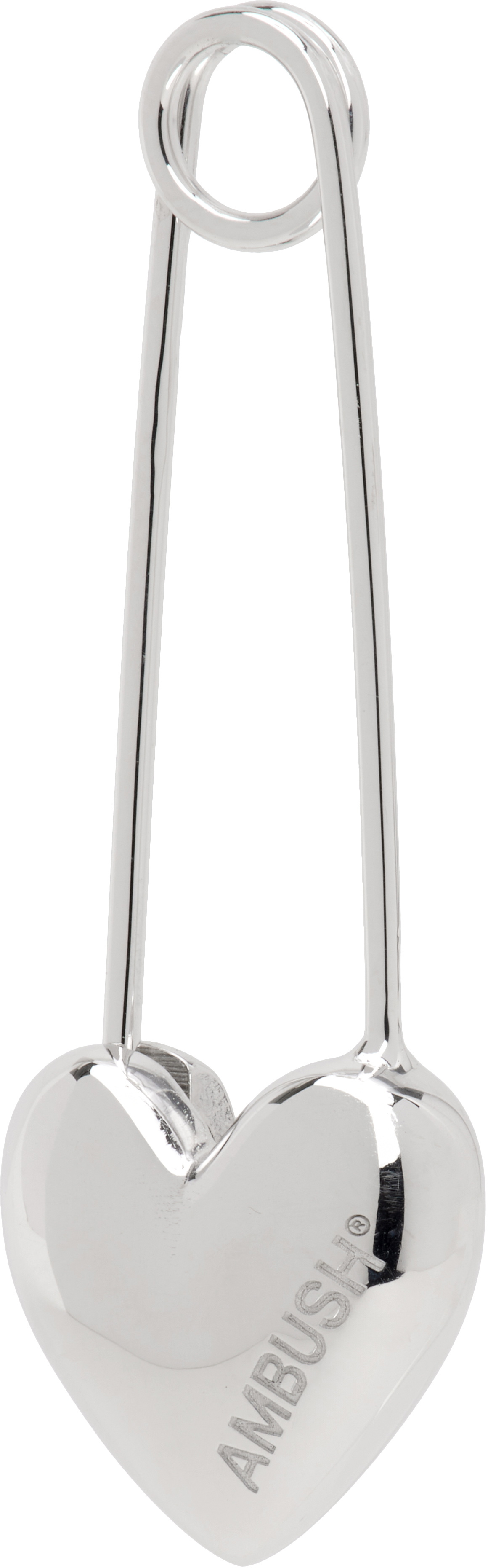 AMBUSH Silver Heart Safety Pin Single Earring
