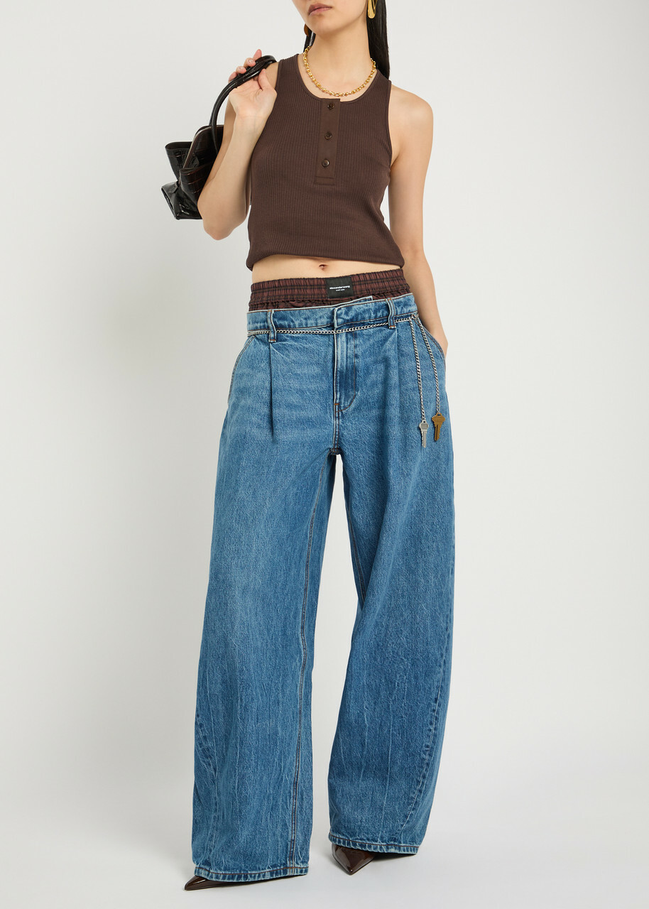 Alexanderwang.t Boxer-effect Wide Barrel-leg Jeans Blue