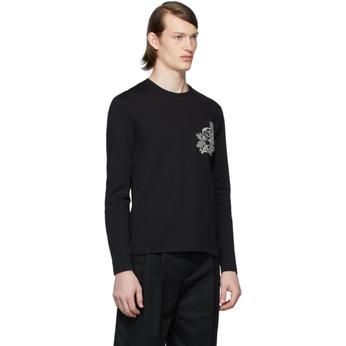 Alexander McQueen Black Skull Flower Long Sleeve T-Shirt Alexander