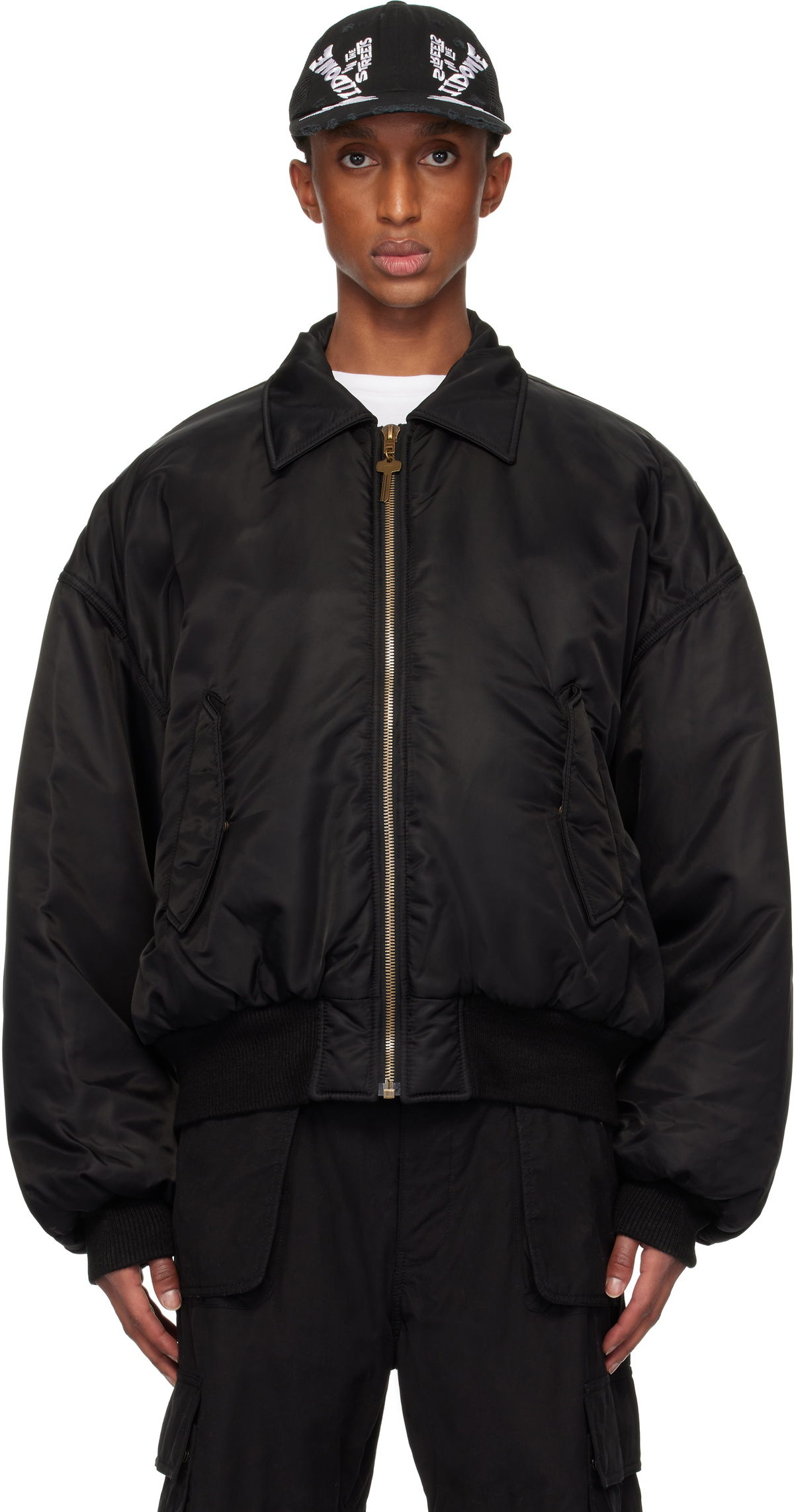 We11done Black Collar Bomber Jacket