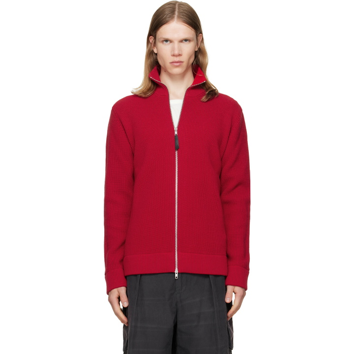Photo: Maison Margiela Red Knit Zip-Up Sweater