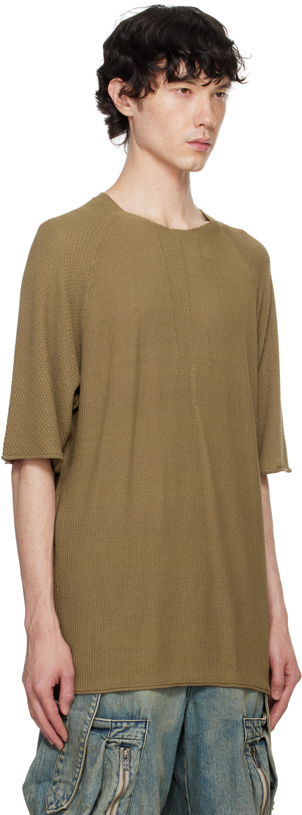 DEVOA Khaki Short Sleeve Knit T-shirt