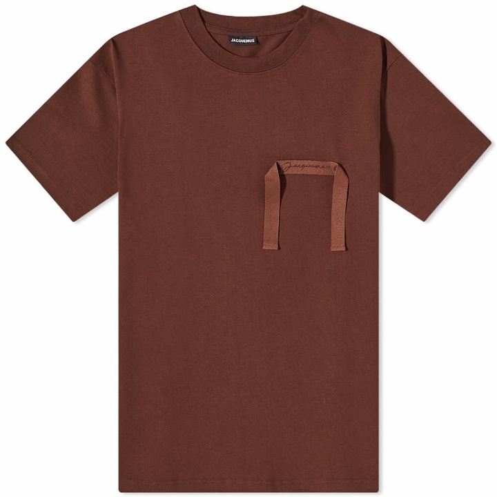 Photo: Jacquemus Men's Grosgrain Logo T-Shirt in Brown