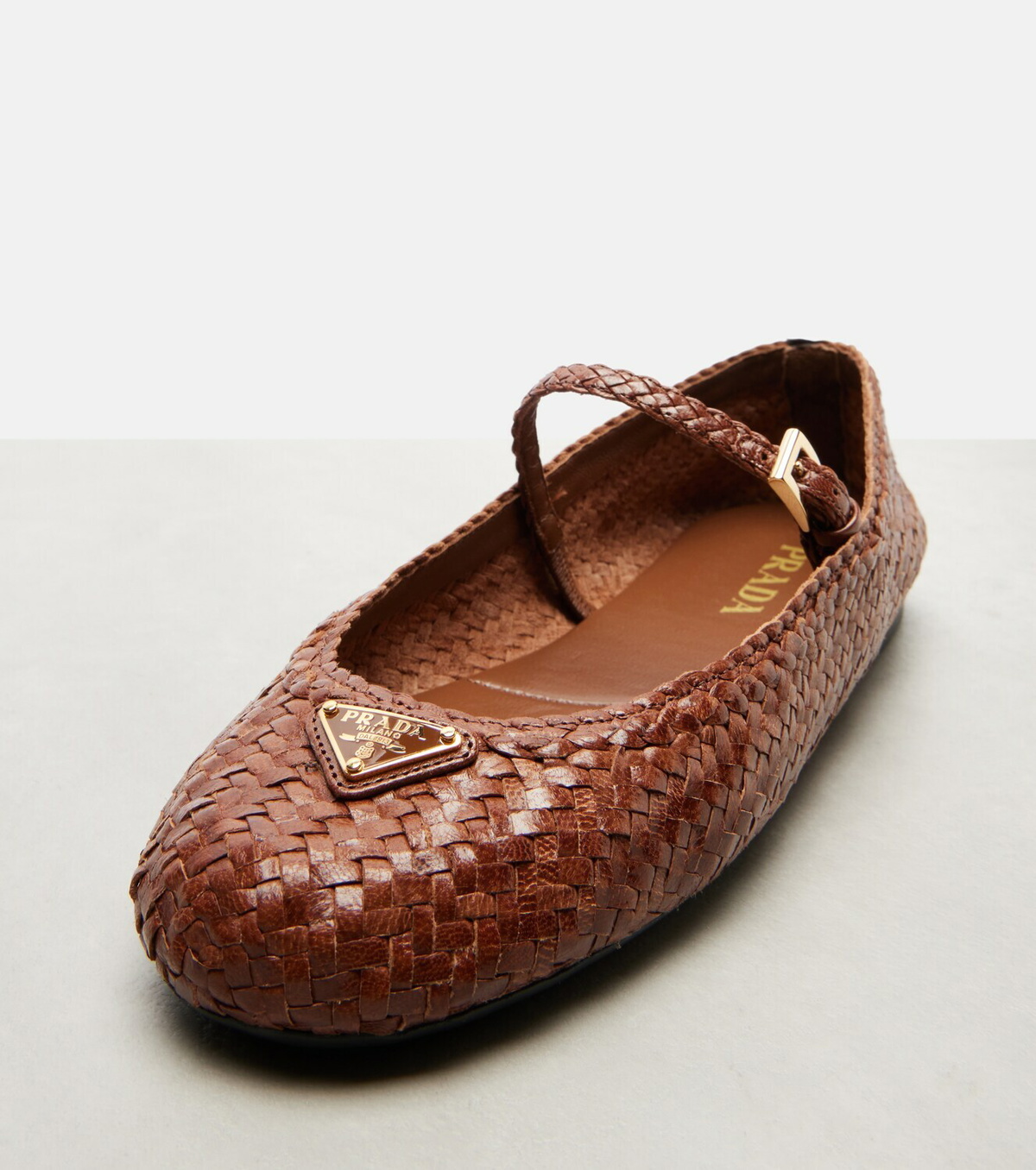 Prada Woven leather Mary Jane flats Prada