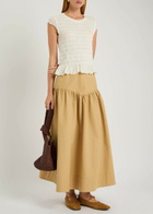 Free People Sylvie Shirred Cotton-blend T-shirt Ivory